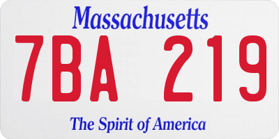 MA license plate 7BA219