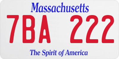 MA license plate 7BA222