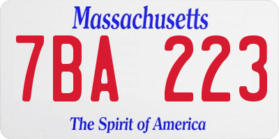 MA license plate 7BA223