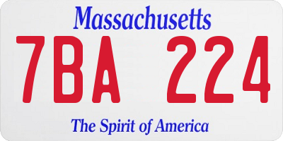 MA license plate 7BA224
