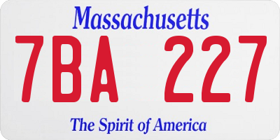MA license plate 7BA227