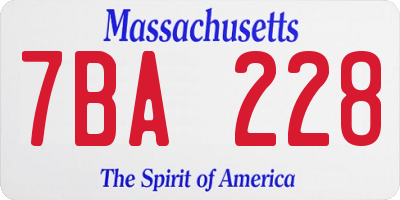 MA license plate 7BA228