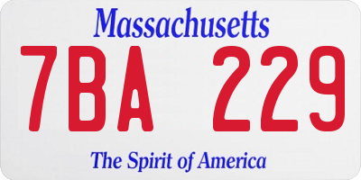 MA license plate 7BA229