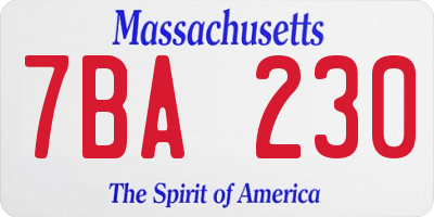 MA license plate 7BA230
