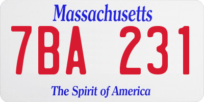 MA license plate 7BA231