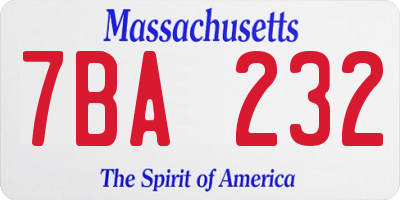 MA license plate 7BA232