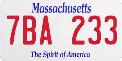 MA license plate 7BA233