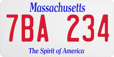 MA license plate 7BA234