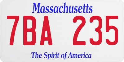 MA license plate 7BA235