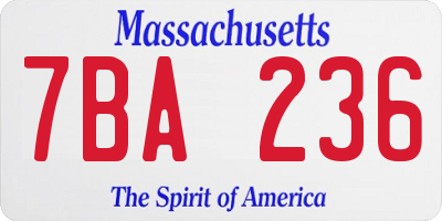 MA license plate 7BA236