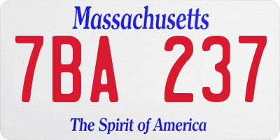 MA license plate 7BA237