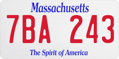 MA license plate 7BA243