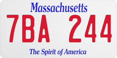 MA license plate 7BA244