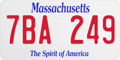 MA license plate 7BA249