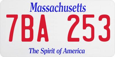 MA license plate 7BA253