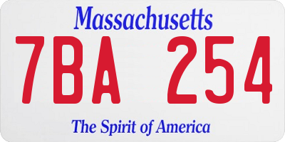 MA license plate 7BA254