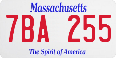 MA license plate 7BA255