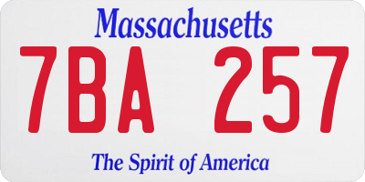MA license plate 7BA257