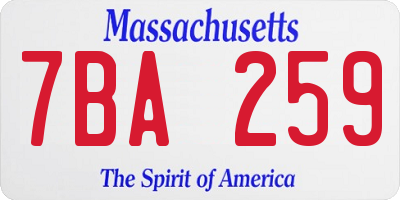 MA license plate 7BA259