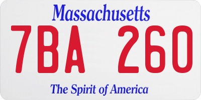 MA license plate 7BA260