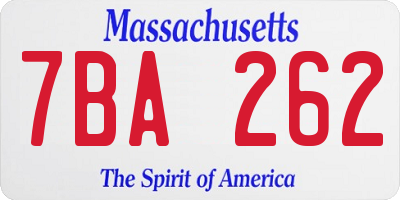 MA license plate 7BA262