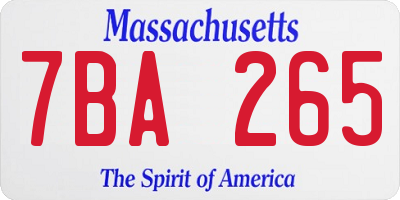 MA license plate 7BA265