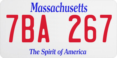MA license plate 7BA267