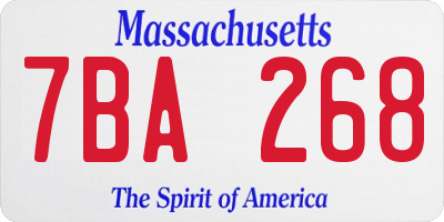 MA license plate 7BA268
