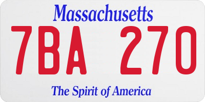 MA license plate 7BA270