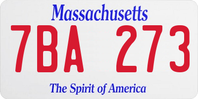 MA license plate 7BA273