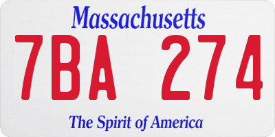 MA license plate 7BA274