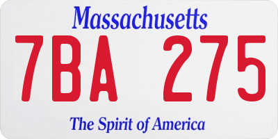 MA license plate 7BA275