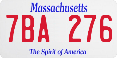 MA license plate 7BA276