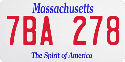 MA license plate 7BA278