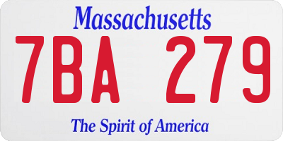 MA license plate 7BA279