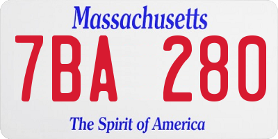 MA license plate 7BA280