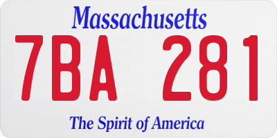 MA license plate 7BA281