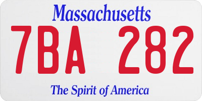 MA license plate 7BA282