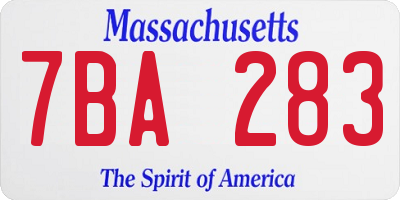 MA license plate 7BA283