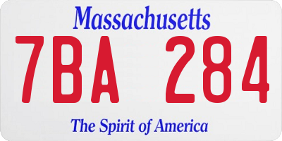 MA license plate 7BA284