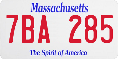 MA license plate 7BA285