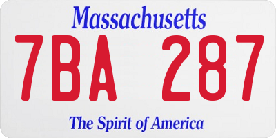 MA license plate 7BA287