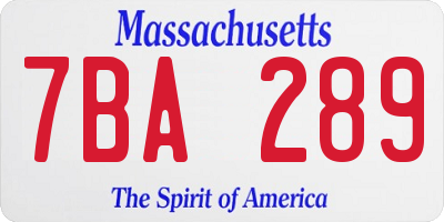 MA license plate 7BA289