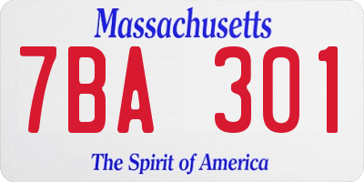 MA license plate 7BA301
