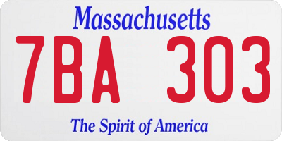 MA license plate 7BA303