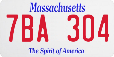 MA license plate 7BA304