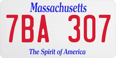 MA license plate 7BA307