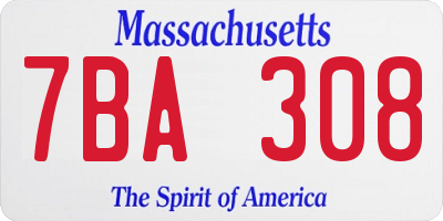 MA license plate 7BA308