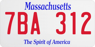 MA license plate 7BA312