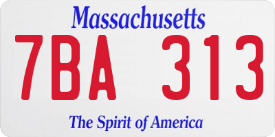 MA license plate 7BA313